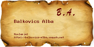Balkovics Alba névjegykártya